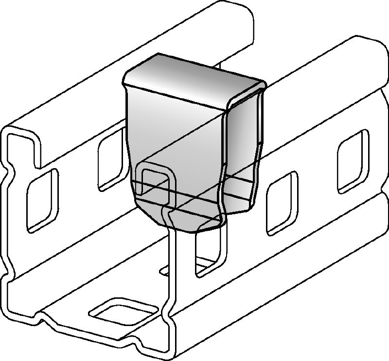 MC-PI OC-A Hot-dip galvanized (HDG) channel stiffening insert for use where threaded components/bolts are fitted through the sides of MC-3D installation channel outdoors