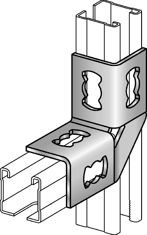 MQW-4-90 Angle Connector Galvanized 90-degree angle for connecting multiple MQ strut channels