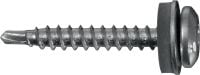S-MD 31 PS Self-drilling metal screws Self-drilling pan head screw (A2 stainless steel) with 12 mm washer for thin metal-to-metal fastenings (up to 3 mm)